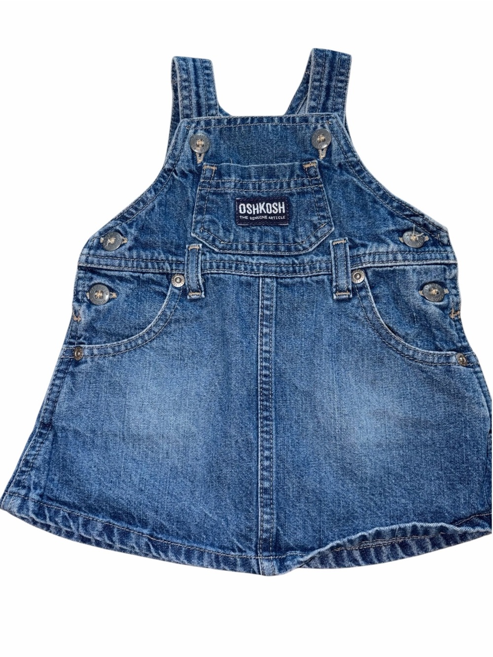 Vintage 90s OshKosh B’gosh Baby Girl Denim Overall Jumper Dress 3-6m Pinafore